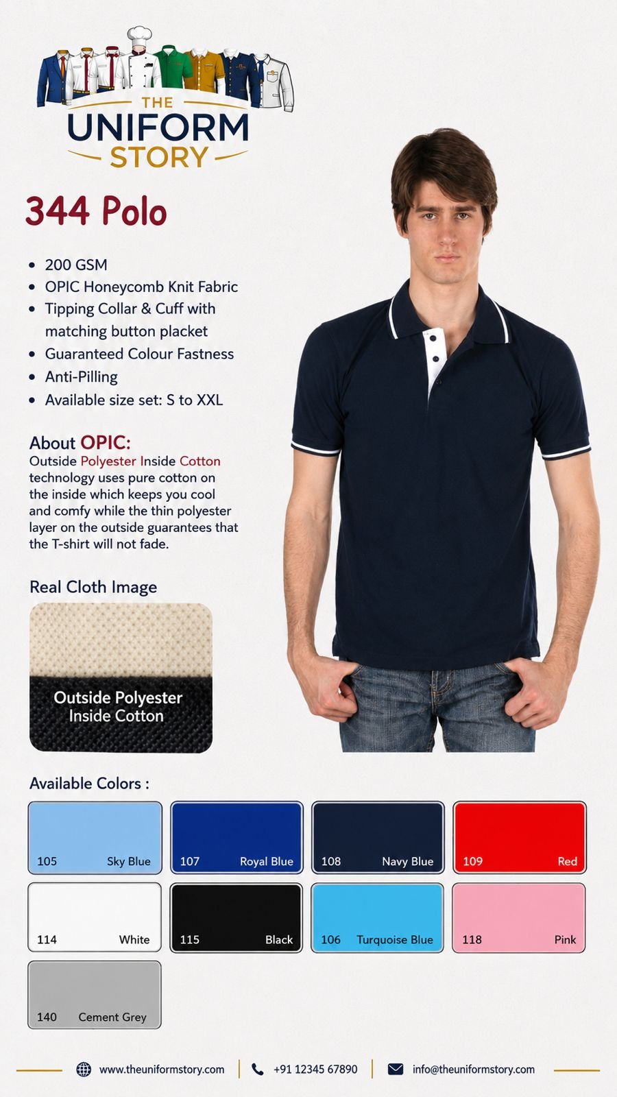 344 Polo fabric spec sheet