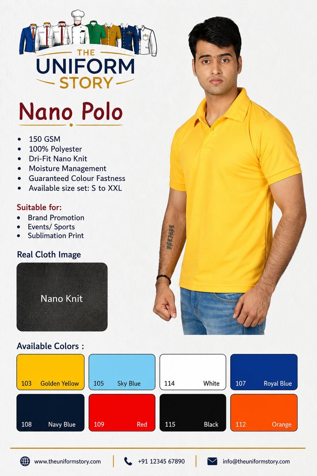 Nano Polo fabric spec sheet