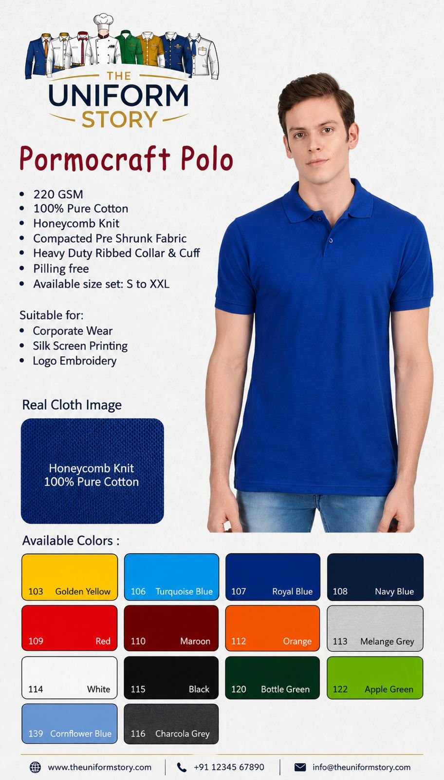 Pormocraft Polo fabric spec sheet