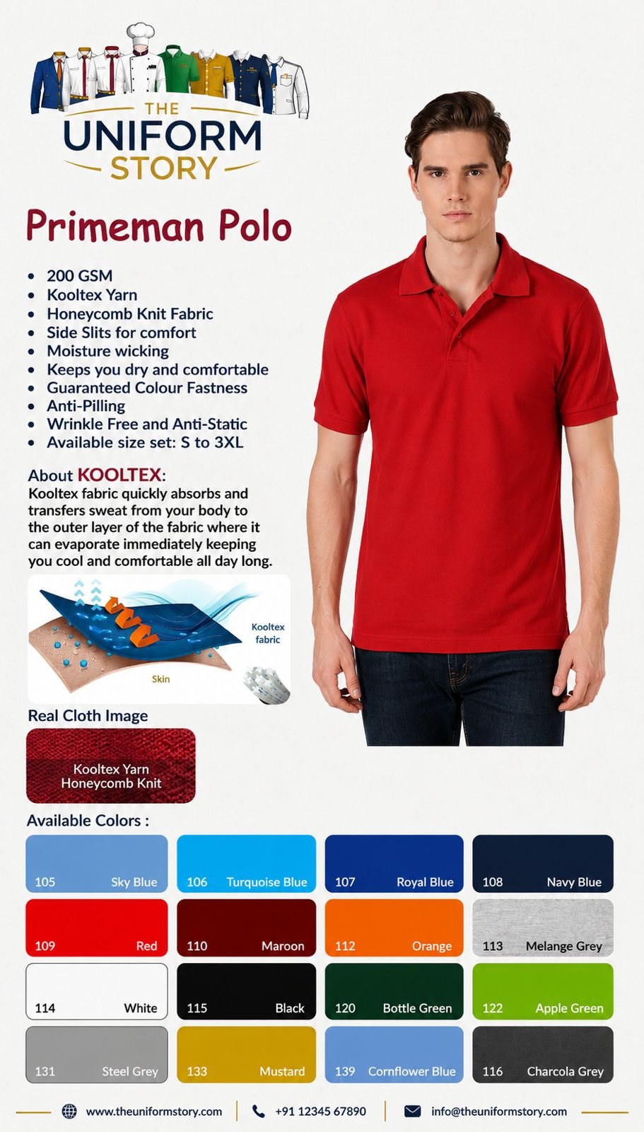 Primeman Polo fabric spec sheet